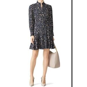 REBECCA TAYLOR Women's Long Sleeve Viviana Garden Floral Print Mini Dress Size 8